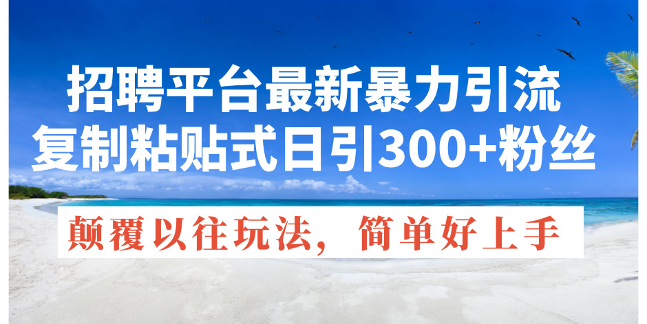 （11538期）招聘平台最新暴力引流，复制粘贴式日引300+粉丝，颠覆以往垃圾玩法，简…-网创资源站