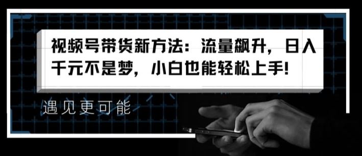 视频号带货新方法：流量飙升，日入千元不是梦，小白也能轻松上手【揭秘】-网创资源站
