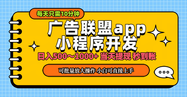 （11645期）小程序开发 广告赚钱 日入500~1000+ 小白轻松上手！-网创资源站