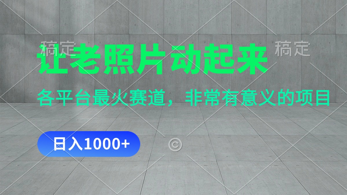 （11671期）让老照片动起来，一天变现1000+，各平台最火赛道，看完就会-网创资源站