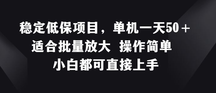 稳定低保项目，单机一天50+适合批量放大 操作简单 小白都可直接上手【揭秘】-网创资源站