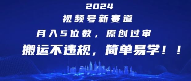 2024视频号新赛道，月入5位数+，原创过审，搬运不违规，简单易学【揭秘】-网创资源站