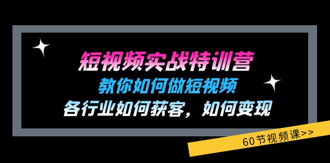 短视频实战特训营：教你如何做短视频，各行业如何获客，如何变现 (60节)-网创资源站