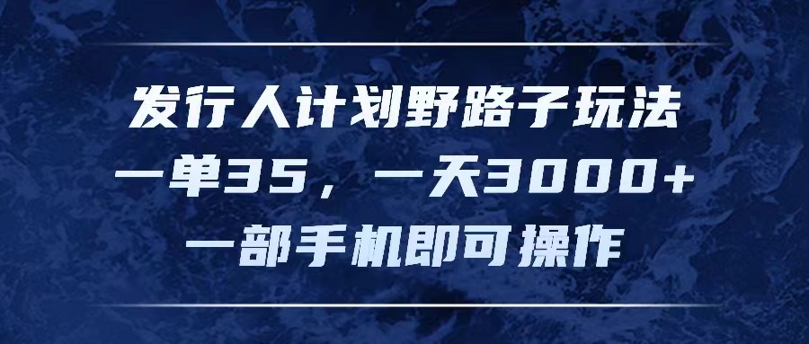 （11750期）发行人计划野路子玩法，一单35，一天3000+，一部手机即可操作-网创资源站