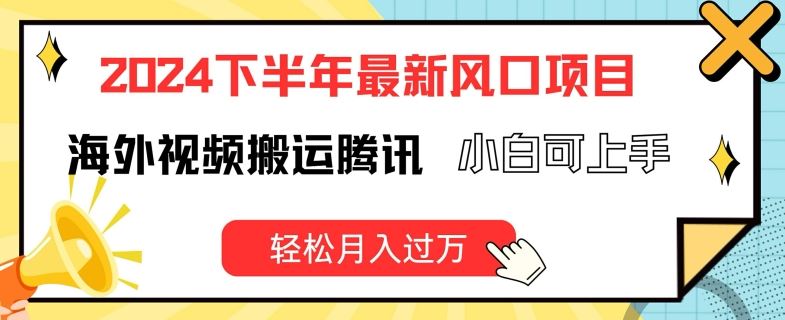 2024下半年最新风口项自，海外视频搬运腾讯，小白可上手，轻松月入过万【揭秘】-网创资源站