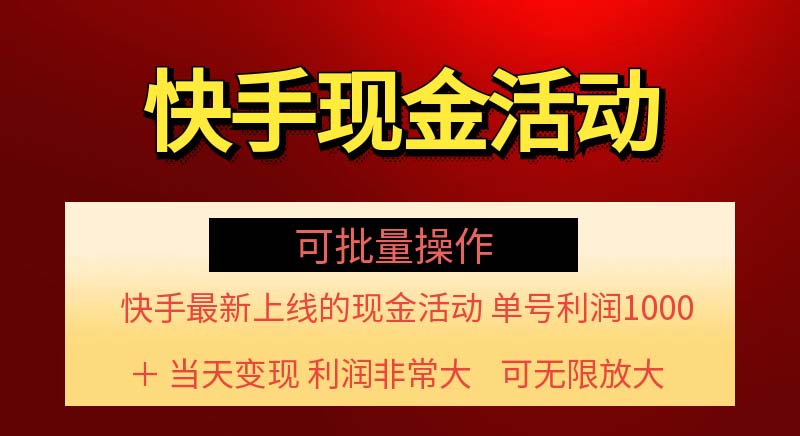 （11819期）快手新活动项目！单账号利润1000+ 非常简单【可批量】（项目介绍＋项目…-网创资源站