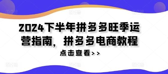 2024下半年拼多多旺季运营指南，拼多多电商教程-网创资源站
