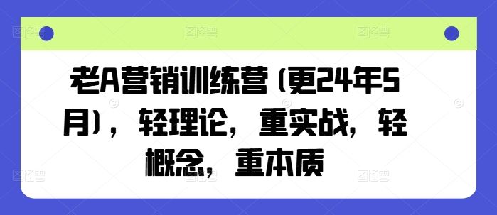 老A营销训练营(更24年7月)，轻理论，重实战，轻概念，重本质-网创资源站