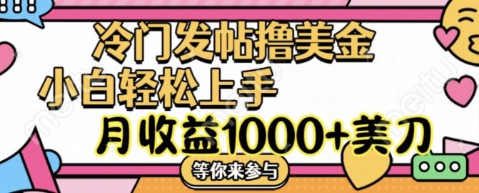 冷门发帖撸美金项目，月收益1000+美金，简单无脑，干就完了【揭秘】-网创资源站