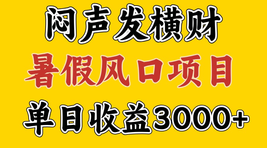 30天赚了7.5W 暑假风口项目，比较好学，2天左右上手-网创资源站