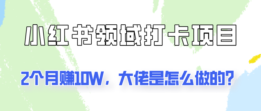 通过小红书领域打卡项目2个月赚10W，大佬是怎么做的？-网创资源站