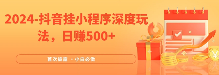 2024全网首次披露，抖音挂小程序深度玩法，日赚500+，简单、稳定，带渠道收入，小白必做-网创资源站