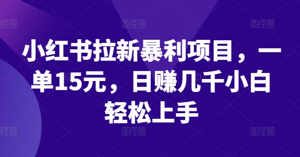 小红书拉新暴利项目，一单15元，日赚几千小白轻松上手-网创资源站