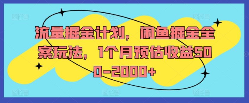 流量掘金计划，闲鱼掘金全案玩法，1个月预估收益500-2000+-网创资源站