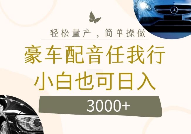不为人知的暴力小项目，豪车配音，日入几张【揭秘】-网创资源站