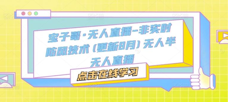 宝子哥·无人直播-非实时防风技术(更新8月)无人半无人直播-网创资源站