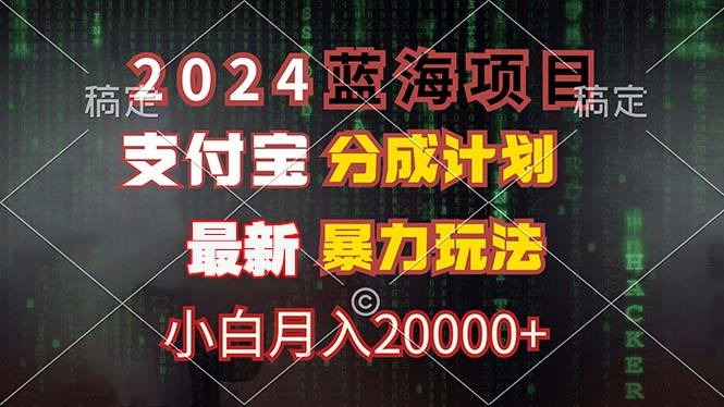 （12339期）2024蓝海项目，支付宝分成计划，暴力玩法，刷爆播放量，小白月入20000+-网创资源站