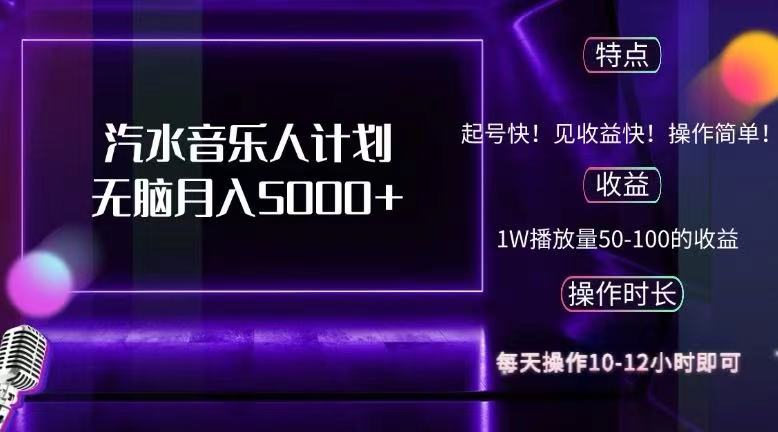 （12429期）抖音汽水音乐人计划无脑月入5000+-网创资源站