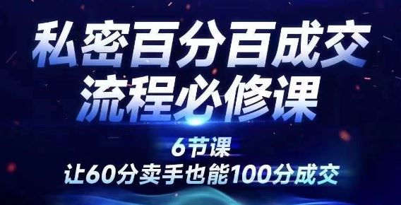 私密百分百成交流程线上训练营，绝对成交，让60分卖手也能100分成交-网创资源站