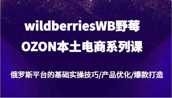 wildberriesWB野莓/OZON本土电商系列课，俄罗斯平台的基础实操技巧/产品优化/爆款打造-网创资源站