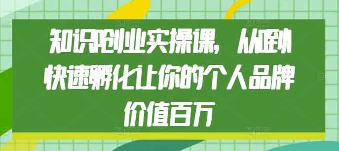 知识IP创业实操课，从0到1快速孵化让你的个人品牌价值百万-网创资源站