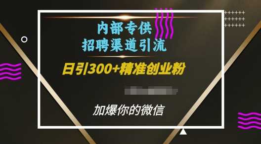 内部招聘渠道日引流300+创业粉，加爆你的微信【揭秘】-网创资源站