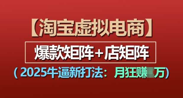 淘宝虚拟电商，2025牛逼新打法：爆款矩阵+店矩阵，月入过万-网创资源站