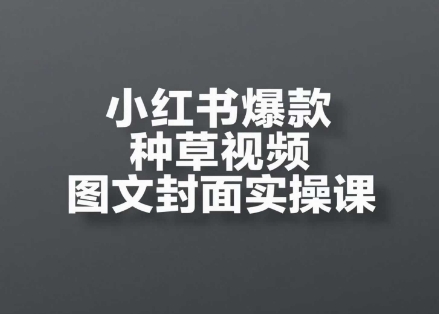 小红书爆款种草视频图文封面实操课，​开店、选品、引流、变现全流程-网创资源站