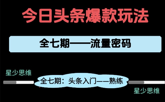 头条系列全七期项目拆解，全是干货，新手从0-1必经过程，99的人会踩的坑-网创资源站