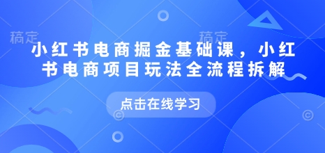 小红书电商掘金课，小红书电商项目玩法全流程拆解(更新5月)-网创资源站
