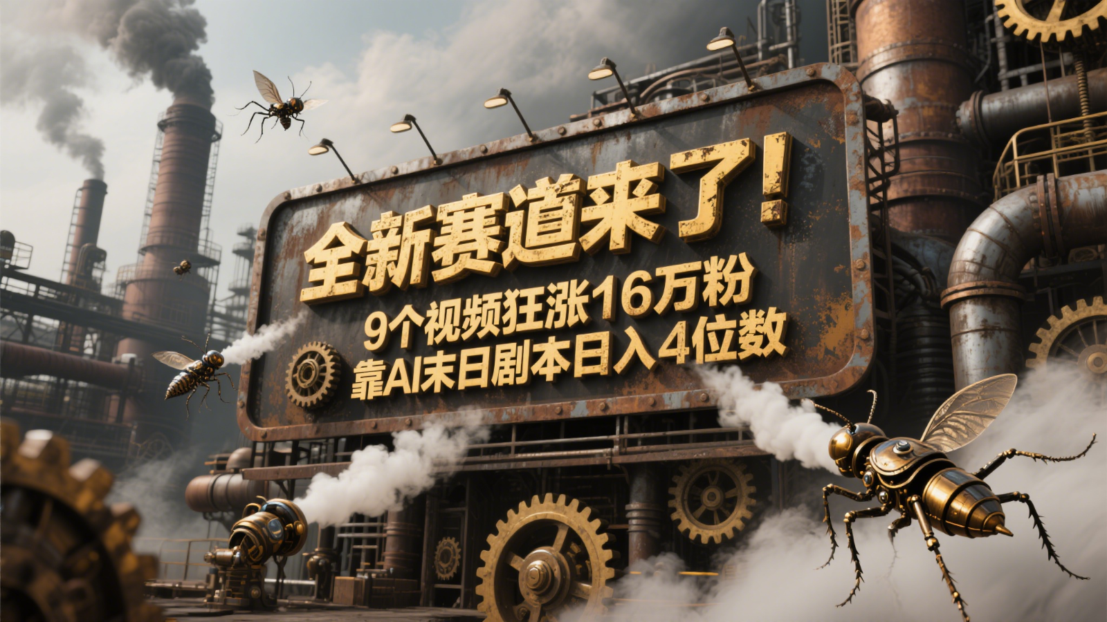 全新赛道来了！9个视频狂涨16万粉，靠AI末日剧本日入4位数，评论区爆肝追更！-网创资源站