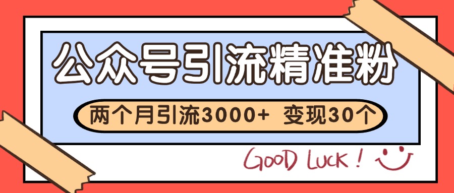 公众号精准粉引流玩法 2个月3000+精准粉 变现30万+-网创资源站