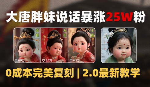 AI大唐胖贵妃说话2.0，40条视频暴涨40w粉，附独家变现攻略-网创资源站