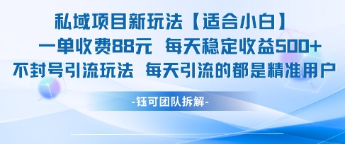私域项目新玩法【适合小白】 一单收费88.每天稳定收益几张-网创资源站