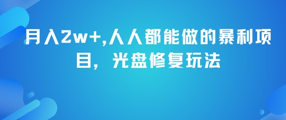 月入2w+，人人都能做的暴利项目，光盘修复玩法-网创资源站