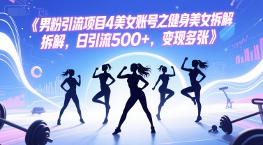 男粉引流项目4美女账号之健身美女拆解，日引流500+，变现多张-网创资源站