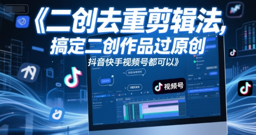 短视频二创去重剪辑法，搞定二创作品过原创，抖音快手视频号都可以-网创资源站