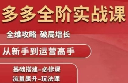 拼多多全阶实战课程，全维攻略，破局增长，从新手到运营高手-网创资源站