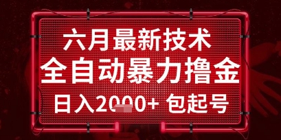 六月最新技术全自动暴力撸金，稳定日入2k+包起号，长期稳定【揭秘】-网创资源站