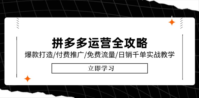 拼多多运营全攻略，爆款打造/付费推广/免费流量/日销千单实战教学/6月更新-网创资源站