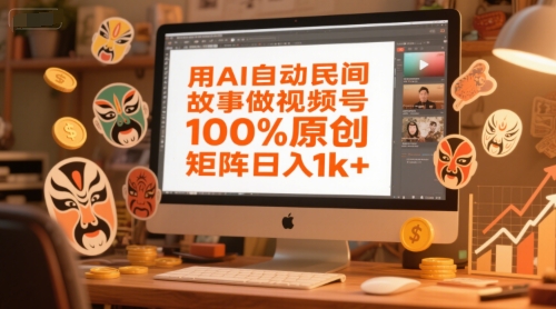 用AI自动民间故事做视频号，100%原创，矩阵日入1k+-网创资源站