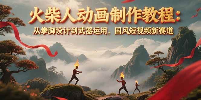 火柴人动画制作教程：从拳脚设计到武器运用，国风短视频新赛道-网创资源站