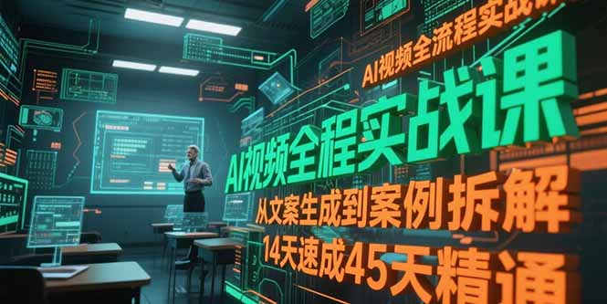 AI视频全流程实战课，从文案生成到案例拆解，14天速成45天精通-网创资源站