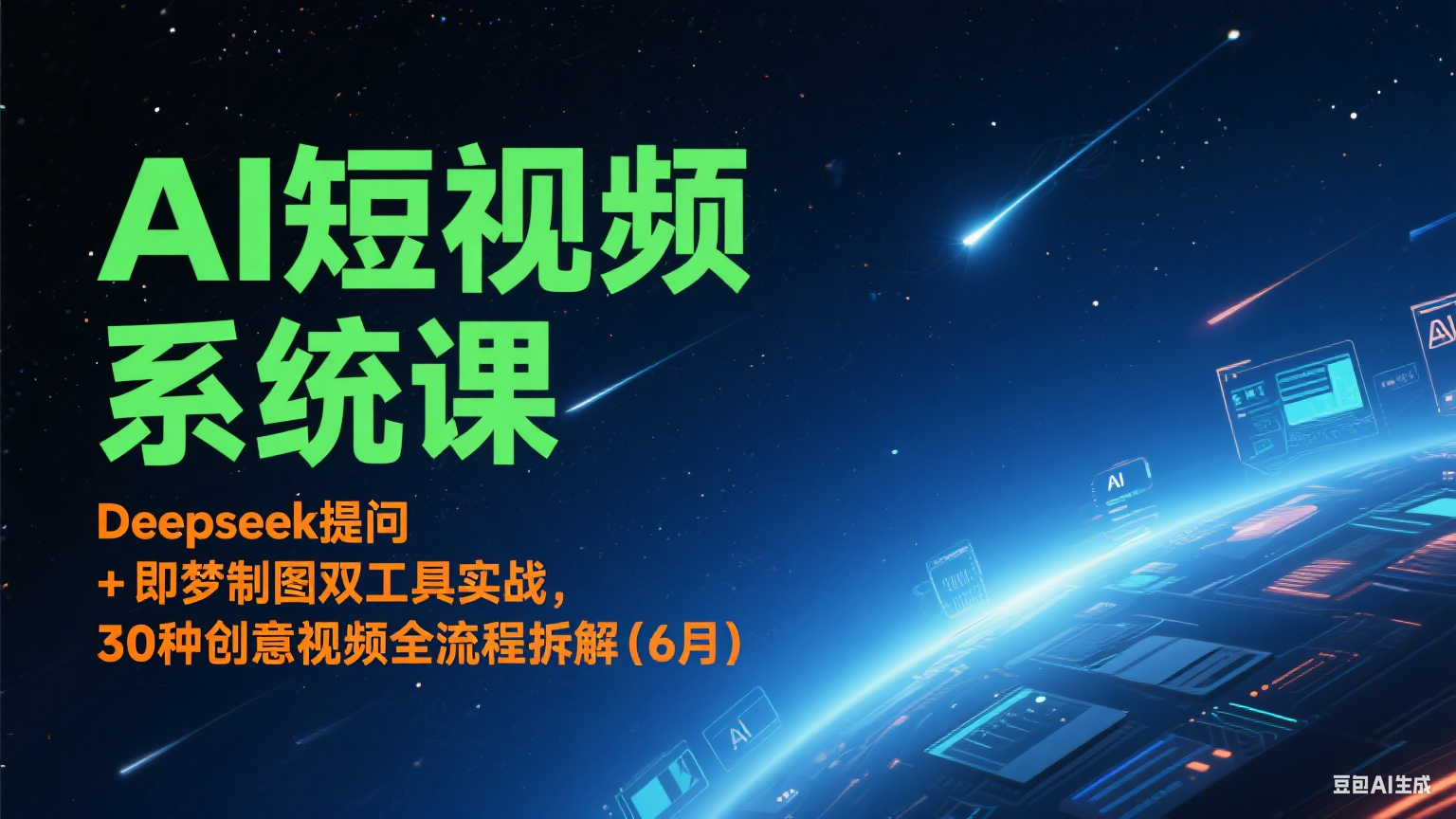 AI短视频系统课：Deepseek提问 + 即梦制图双工具实战，30种创意视频全流程拆解(6月)-网创资源站