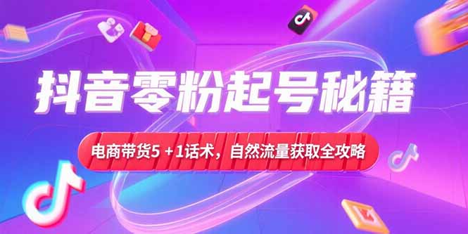 抖音零粉起号秘籍，电商带货5+1话术，自然流量获取实操流程-网创资源站