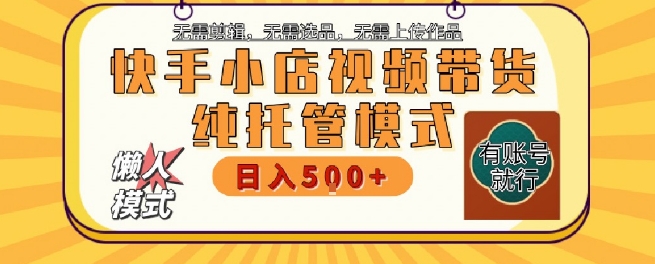 快手小店托管代运营，无需剪辑，无需选品，无需上传作品，全程无需操作，轻松月入5k+【揭秘】-网创资源站