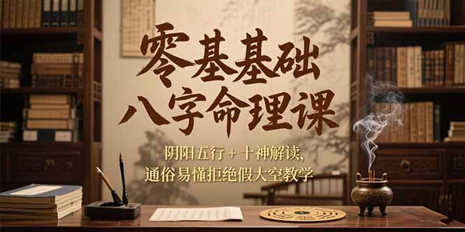 零基础八字命理课，阴阳五行+十神解读，通俗易懂拒绝假大空教学-网创资源站
