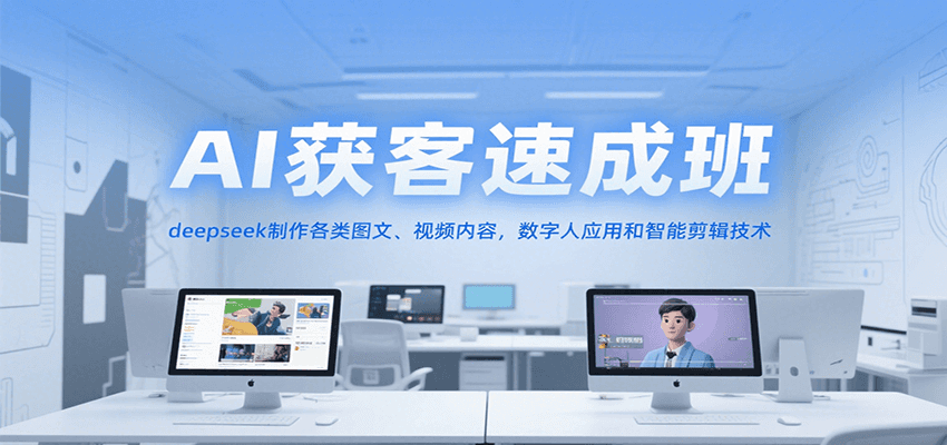 AI获客速成班，deepseek制作各类图文、视频内容，数字人应用和智能剪辑技术-网创资源站