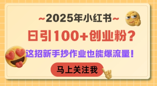 2025年小红书日引100+创业粉？这招新手抄作业也能爆流量！-网创资源站