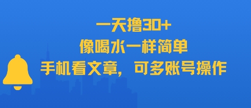 一天撸30+，像喝水一样简单，手机看文章，可多账号操作-网创资源站